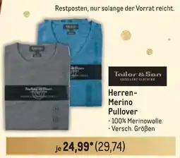 METRO Tailor & Son Herren- Merino Pullover Angebot