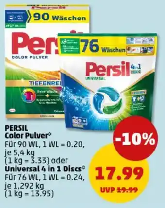 PENNY PERSIL Color Pulver oder Universal 4 in 1 Discs Angebot