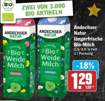 Hit Andechser Natur längerfrische Bio-Milch Angebot