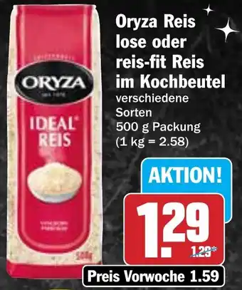 Hit Oryza Reis lose oder reis-fit Reis im Kochbeutel Angebot