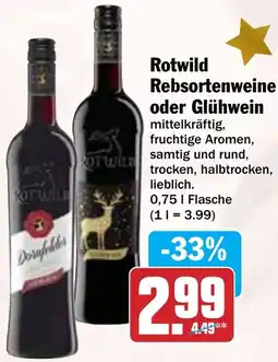 Hit Rotwild Rebsortenweine oder Glühwein Angebot