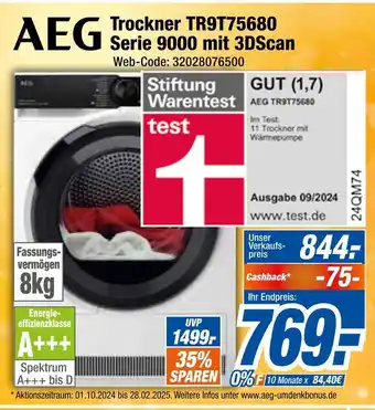 Expert Aeg trockner tr9t75680 serie 9000 mit 3dscan Angebot