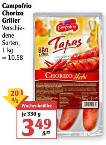 Globus Campofrio Chorizo Griller 330g Angebot