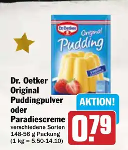 AEZ Dr. Oetker Original Pudding Puddingpulver oder Paradiescreme Angebot