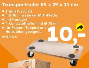 Globus Baumarkt Transportroller 59 x 29 x 11 cm Angebot