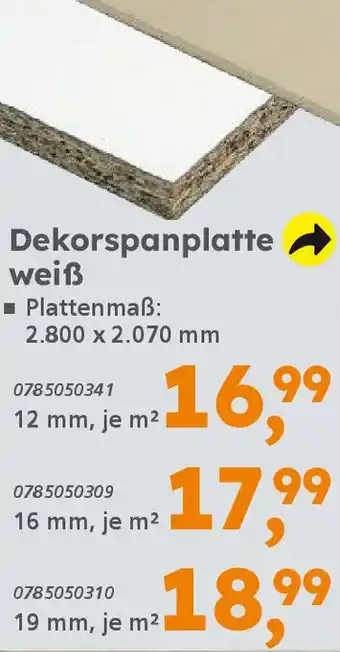 Globus Baumarkt Dekorspanplatte weiß Angebot