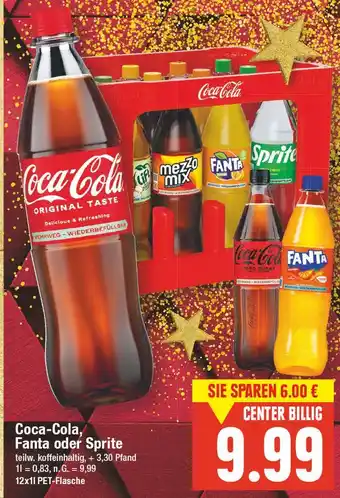 E-Center Coca-cola, fanta oder sprite Angebot