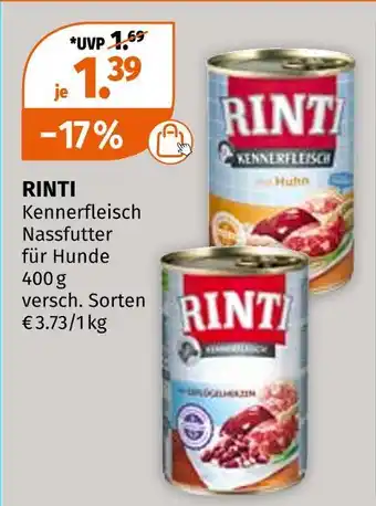 Müller Rinti kennerfleisch nassfutter für hunde Angebot