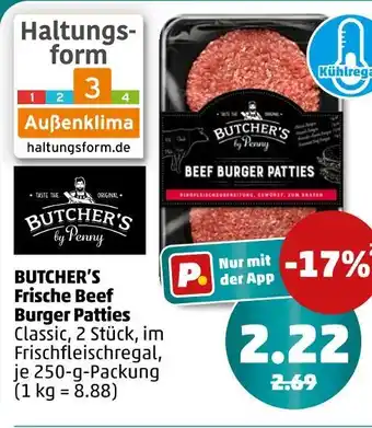 PENNY Butcher's by penny frische beef burger patties Angebot