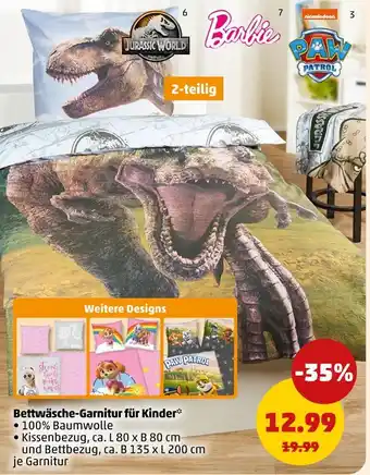 PENNY Jurassic world oder barbie oder paw patrol bettwäsche-garnitur für kinder Angebot