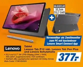 expert Techno Land Lenovo Tablet Lenovo Tab P12 inkl. Lenovo Tab Pen Plus und Lenovo Schutzhülle Angebot