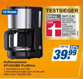 expert Techno Land BRAUN Kaffeeautomat KF1500BK PurShine Angebot