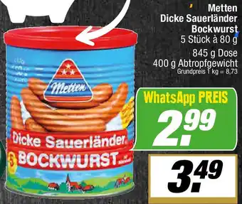 L. STROETMANN GROSSMARKT Metten Dicke Sauerländer Bockwurst Angebot