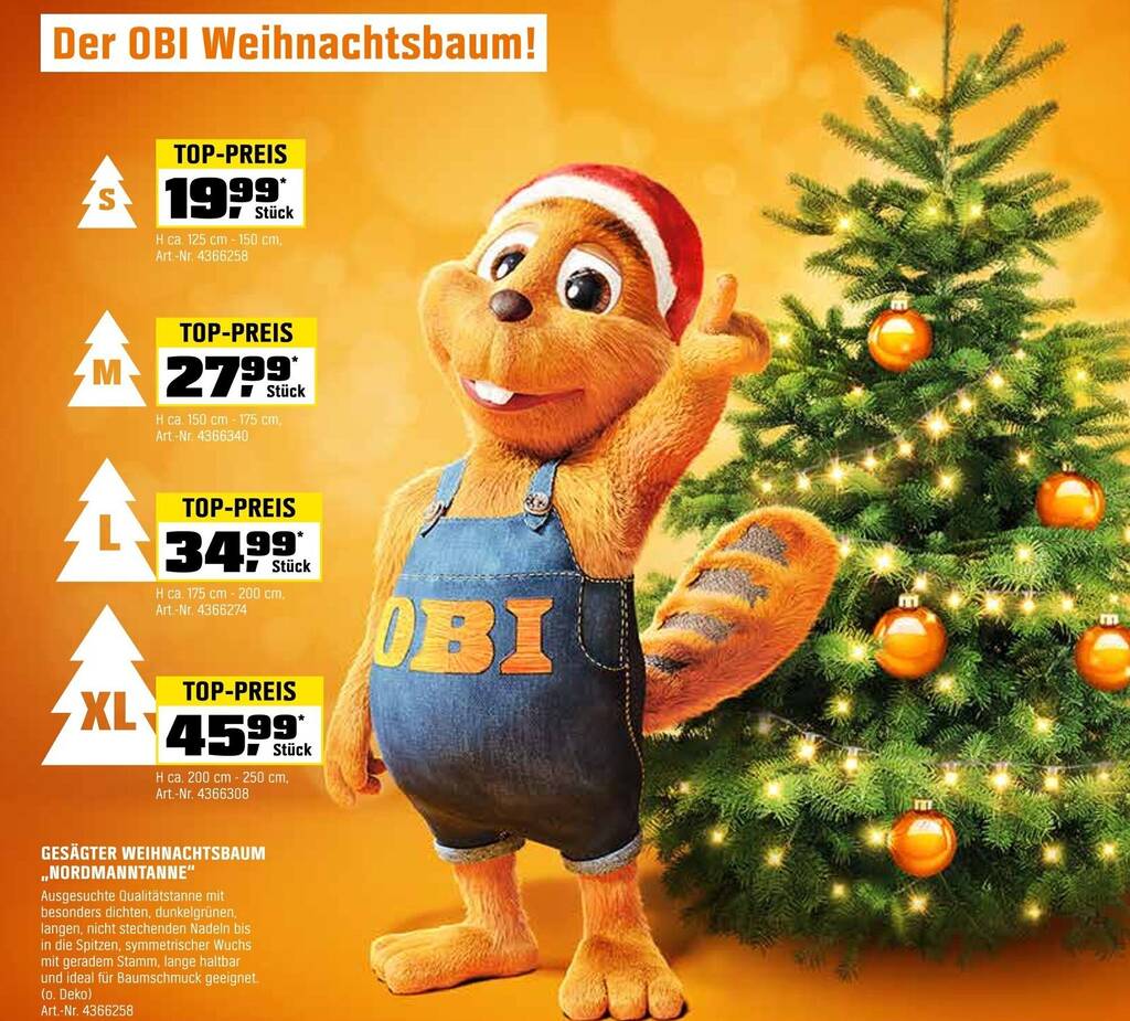 GESGTER WEIHNACHTSBAUM ,,NORDMANNTANNE" Angebot bei OBI