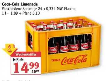 Globus Coca Cola Limonade 24x0,33L Angebot