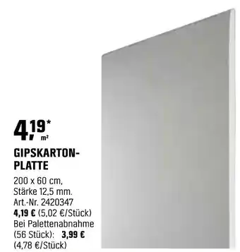 OBI GIPSKARTON- PLATTE Angebot