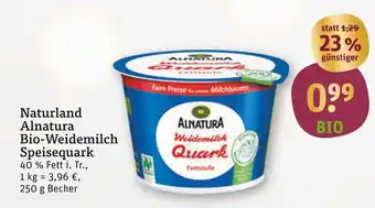 tegut Alnatura naturland bio-weidemilch speisequark Angebot