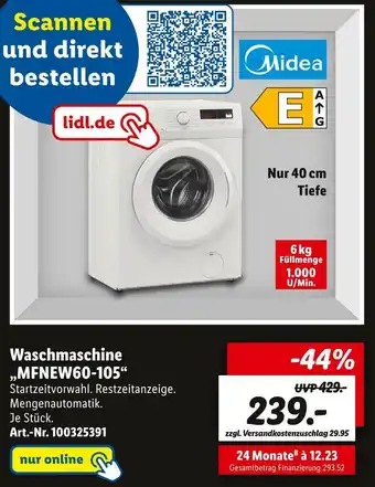 Lidl Midea waschmaschine „mfnew60-105“ Angebot