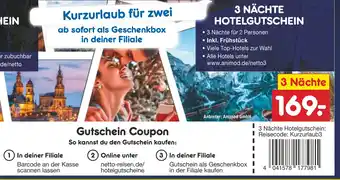 Netto Marken-Discount 3 NÄCHTE HOTELGUTSCHEIN Angebot