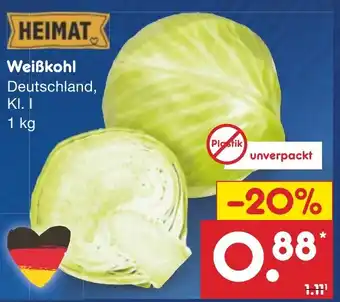 Netto Marken-Discount HEIMAT Weißkohl Angebot