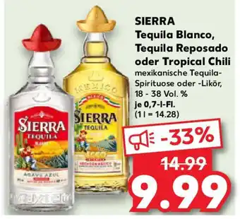 Kaufland SIERRA Tequila Blanco, Tequila Reposado oder Tropical Chili Angebot