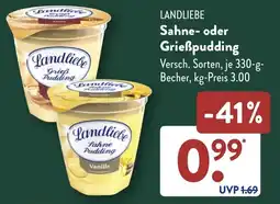 Aldi Süd LANDLIEBE Sahne- oder Grießpudding Angebot