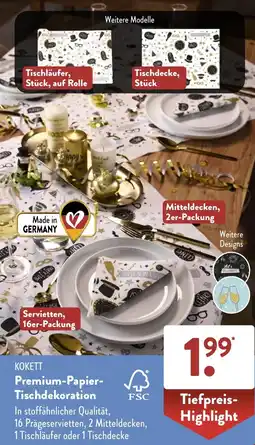 Aldi Süd KOKETT Premium-Papier- Tischdekoration Angebot