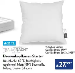 Aldi Süd TRAUMNACHT Daunenkopfkissen Starter Angebot