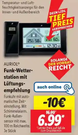 Lidl AURIOL Funk-Wetterstation mit Lüftungsempfehlung Angebot