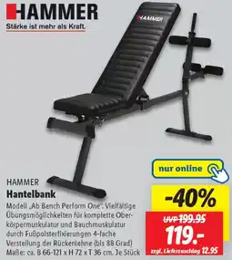 Lidl HAMMER Hantelbank Angebot