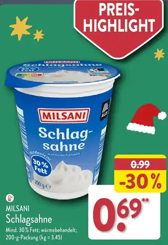 Aldi Nord MILSANI Schlagsahne Angebot