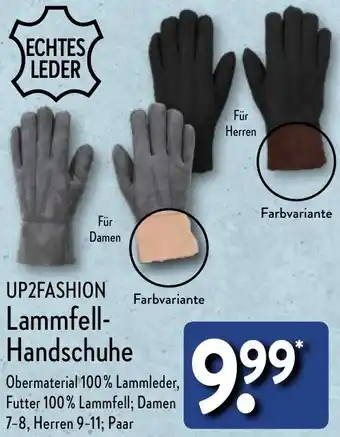 UP2FASHION Lammfell Handschuhe Angebot bei Aldi Nord