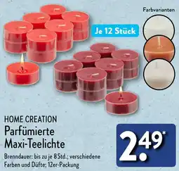 Aldi Nord HOME CREATION Parfümierte Maxi-Teelichte Angebot