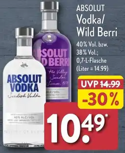 Aldi Nord ABSOLUT Vodka/ Wild Berri Angebot