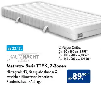 Aldi Nord TRAUMNACHT Matratze Basis TTFK, 7-Zonen Angebot