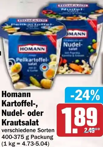 Hit Homann Kartoffel, Nudel oder Krautsalat Angebot