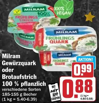 Hit Milram Gewürzquark oder Brotaufstrich 100% pflanzlich Angebot