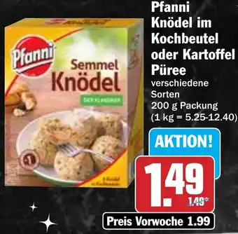 Hit Pfanni Knödel im Kochbeutel oder Kartoffel Püree Angebot