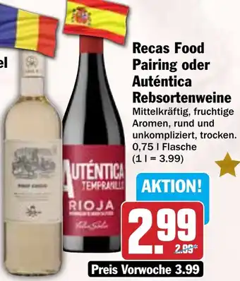 Hit Recas Food Pairing oder Auténtica Rebsortenweine Angebot