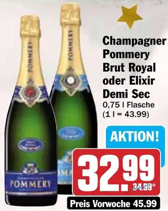 Hit Champagner Pommery Brut Royal oder Elixir Demi Sec Angebot