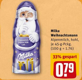 REWE Milka weihnachtsmann Angebot