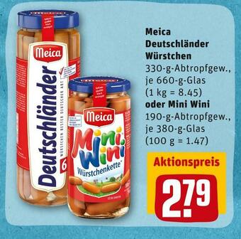 REWE Meica deutschländer würstchen oder mini wini Angebot