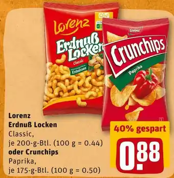 REWE Lorenz erdnuß locken oder crunchips Angebot