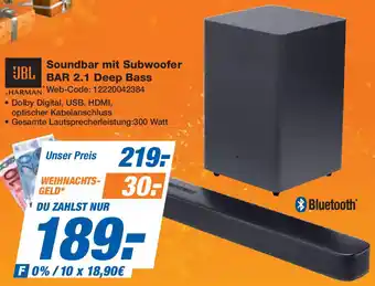 Expert JBL Soundbar mit Subwoofer BAR 2.1 Deep Bass Angebot