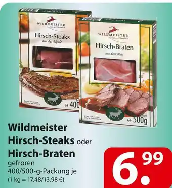 Famila Nord Ost Wildmeister hirsch-steaks oder hirsch-braten Angebot