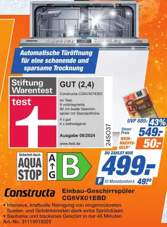 Expert Technomarkt Constructa Einbau-Geschirrspüler CG6VX01EBD Angebot