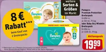 REWE Pampers premium protection dreierpack oder baby dry windeln dreierpack Angebot