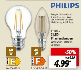 Lidl Philips 3 led-filamentlampen Angebot