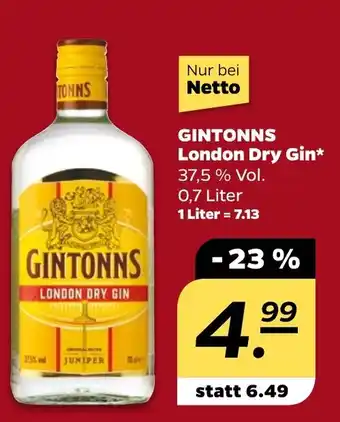 NETTO GINTONNS London Dry Gin Angebot