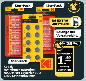 NETTO Kodak AA-Mignon Batterien, AAA-Micro Batterien oder CR2032-Knopfzellen Angebot